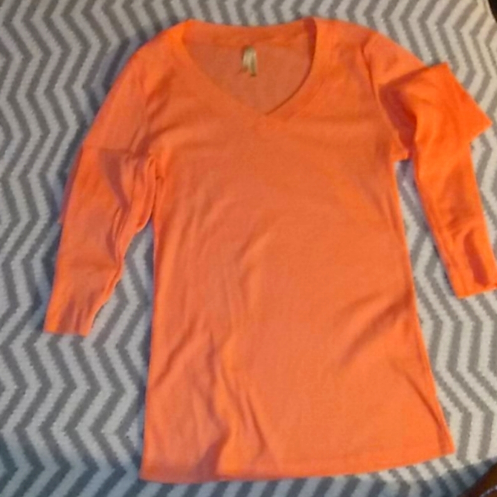 Coral Color story Waffle V-Neck